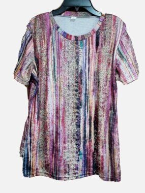 Lightinthebox Bold Colorful Vertical Stripes Print Pattern Short Sleeve Tee 38"